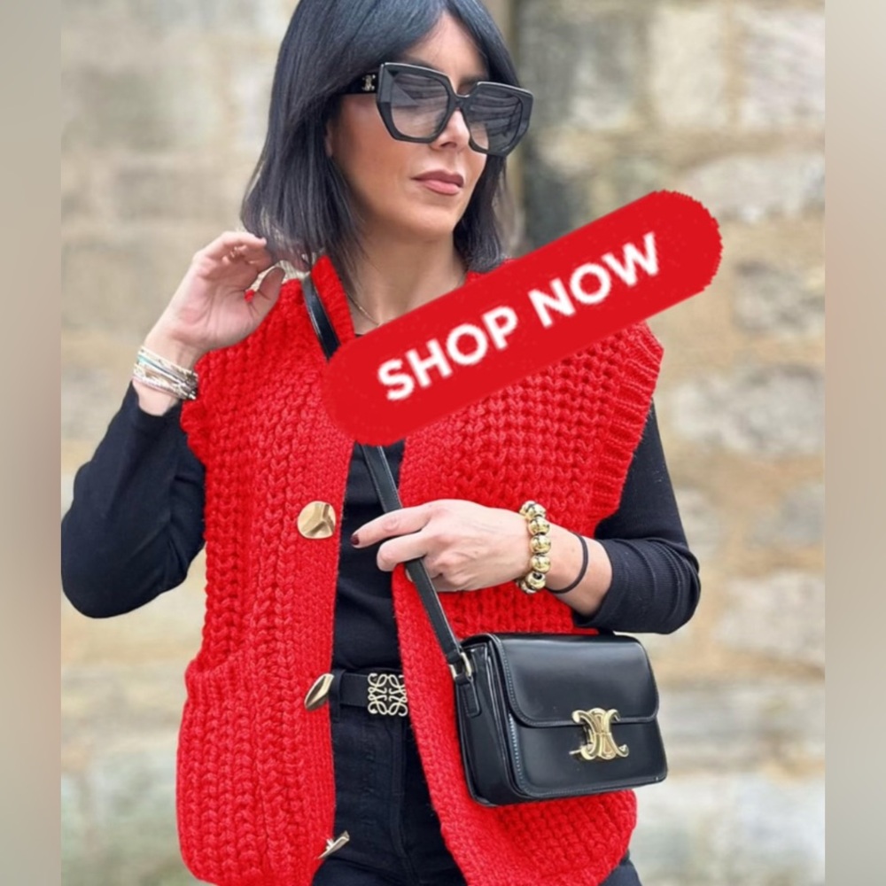 Chunky Knit Red Sweater Vest